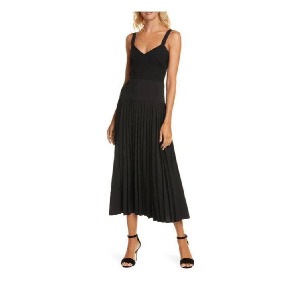 La Ligne Women's Gym Pleated Wool Blend Dress Black Size 0 MSRP $550 NWT
